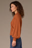 Roasted Carrot Long Cinched Dolman Sleeve V-Neck Zip Front Pintuck Banded Hem Sweater Jacket