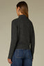 Charcoal Long Raglan Sleeve Wrap Tie Neck Cable Knit Sleeve Straight Banded Hem Sweater Top