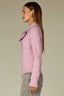 Sugar Plum Long Raglan Sleeve Wrap Tie Neck Cable Knit Sleeve Straight Banded Hem Sweater Top