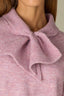 Sugar Plum Long Raglan Sleeve Wrap Tie Neck Cable Knit Sleeve Straight Banded Hem Sweater Top