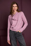 Sugar Plum Long Raglan Sleeve Wrap Tie Neck Cable Knit Sleeve Straight Banded Hem Sweater Top