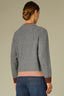 Charcoal Multi Long Drop Shoulder Sleeve Double Round Neck Color Block Ribbed Straight Banded Hem Petite Sweater Top
