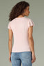 Angel Pink Flutter Cap Crochet Sleeve Round Scallop Neck Ribbed Stitch Mix Petite Sweater Top