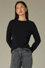 Black Long Sleeve Round Neck Straight Hem Cashmere Sweater Top