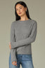 Heather Grey Long Sleeve Round Neck Straight Hem Cashmere Sweater Top