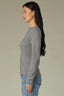 Heather Grey Long Sleeve Round Neck Straight Hem Cashmere Sweater Top