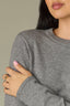 Heather Grey Long Sleeve Round Neck Straight Hem Cashmere Sweater Top