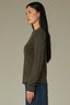 Nori Green Long Sleeve Round Neck Straight Hem Cashmere Sweater Top