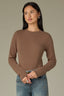 Oyster Mushroom Long Sleeve Round Neck Straight Hem Cashmere Sweater Top