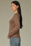 Oyster Mushroom Long Sleeve Round Neck Straight Hem Cashmere Sweater Top