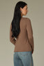 Oyster Mushroom Long Sleeve Round Neck Straight Hem Cashmere Sweater Top