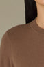 Oyster Mushroom Long Sleeve Round Neck Straight Hem Cashmere Sweater Top