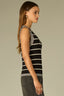 Macadamia Light Cacao Powder Sleeveless Overlap V-Neck Color Blocked Stripe Straight Hem Sweater Tank Top