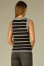 Macadamia Light Cacao Powder Sleeveless Overlap V-Neck Color Blocked Stripe Straight Hem Sweater Tank Top