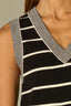 Macadamia Light Cacao Powder Sleeveless Overlap V-Neck Color Blocked Stripe Straight Hem Sweater Tank Top
