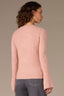 Rose Quartz Long Bell Sleeve Half Button Placket V-Neck Ribbed Sweater