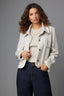 Heather Oatmeal Long Sleeve Collared Neck Button Front Patck Pocket Cropped Hem Jacket
