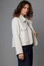 Heather Oatmeal Long Sleeve Collared Neck Button Front Patck Pocket Cropped Hem Jacket