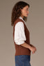 Copper Off White Below Elbow Blouson Sleeve Back Center Seam Solid Stitch Mix Collar V-Neck Twofer Sweater Vest