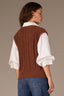 Copper Off White Below Elbow Blouson Sleeve Back Center Seam Solid Stitch Mix Collar V-Neck Twofer Sweater Vest