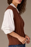 Copper Off White Below Elbow Blouson Sleeve Back Center Seam Solid Stitch Mix Collar V-Neck Twofer Sweater Vest
