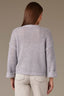 Blue Shadow Long Cuff Drop Shoulder Sleeve Round Neck Open Work Sweater
