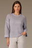 Blue Shadow Long Cuff Drop Shoulder Sleeve Round Neck Open Work Sweater