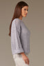 Blue Shadow Long Cuff Drop Shoulder Sleeve Round Neck Open Work Sweater
