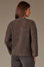 Espresso Long Cuff Drop Shoulder Sleeve Round Neck Open Work Sweater
