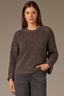 Espresso Long Cuff Drop Shoulder Sleeve Round Neck Open Work Sweater