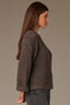 Espresso Long Cuff Drop Shoulder Sleeve Round Neck Open Work Sweater
