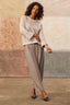 Simply Taupe Luxe Leisure Ultra Skyrise Pleated Side Panel Relaxed Barrel Leg Trouser