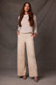Stone Contour Shape Technology Skyrise Double Side Seam V-Yoke Wide Leg Petite Trouser 