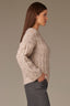 Heather Mocha Long Drop Shoulder Sleeve Round Neck Open Work Sweater
