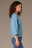 Aqua Haze Three Quarter Dolman Blouson Sleeve Pleated Funnel Neck Banded Hem Sweater Top