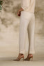 Blanched Almond Contour Shape Technology High Rise Shiny Clean Finish Fray Cuff Hem Boyfriend Jean
