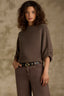 Three Quarter Sleeve Funnel Neck Sweater