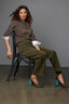 Duffel Green High Rise Contour Shape Technology Patch Pocket Side Panel Slit Hem Wide Leg Petite Pant
