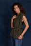 Heather Charcoal Olive Extended Shoulder Sleeve V-Neck Wraparound Front Waist Self Tie Drop In Pocket Sweater Vest Jacket 