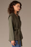 Heather Charcoal Olive Extended Shoulder Sleeve V-Neck Wraparound Front Waist Self Tie Drop In Pocket Sweater Vest Jacket 