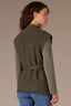 Heather Charcoal Olive Extended Shoulder Sleeve V-Neck Wraparound Front Waist Self Tie Drop In Pocket Sweater Vest Jacket 