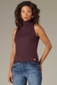 Aubergine Sleeveless Raglan Design Turtle Neck Sweater Tank Top
