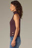 Aubergine Sleeveless Raglan Design Turtle Neck Sweater Tank Top