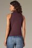 Aubergine Sleeveless Raglan Design Turtle Neck Sweater Tank Top