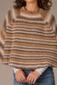 Butter Toffee Mocha Multi Sleeveless High Round Neck Striped Sweater Caplet