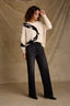 Washed Black Denim Contour Shape Technology Skyrise Double Side Seam Reverse Panel Gracie Wide Leg Jean
