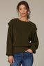 Wintergreen Long Banded Sleeve Extended Ribbed Flange Shoulder Round Neck Pointelle Sweater