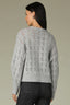 Heather Grey Long Sleeve Round Neck Pearl Edge Ribbed Finish Sweater Cardigan
