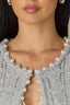 Heather Grey Long Sleeve Round Neck Pearl Edge Ribbed Finish Sweater Cardigan