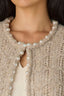 Oatmeal Long Sleeve Round Neck Pearl Edge Ribbed Finish Sweater Cardigan